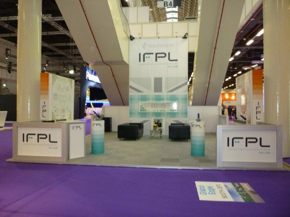 Image of IFPL exhibit at the Aircraft Interiors Expo in Hamburg, Germany