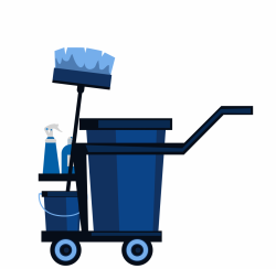 janitor's cart with cleaning equipment